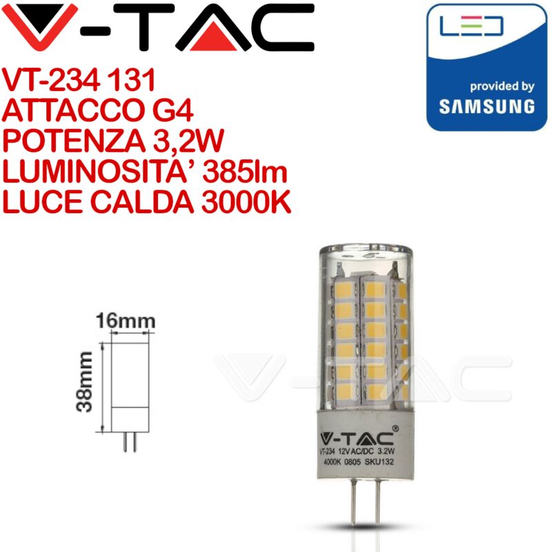 foto del prodotto v tac pro vt 234 faretto led chip samsung g4 3,2w bianco caldo 3000k