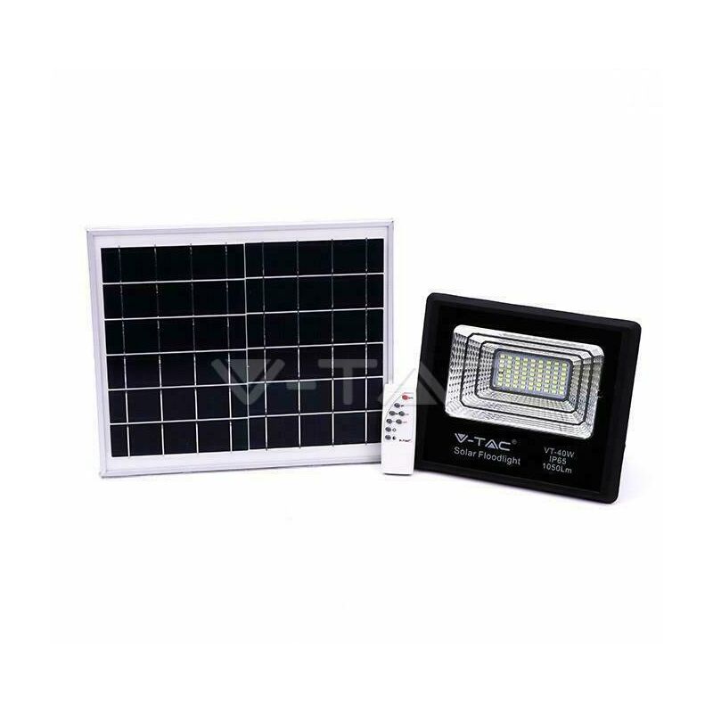 foto del prodotto v tac proiettore led da 16w 1050lm 6000k con pannello solare 40w 10000mah ip65 