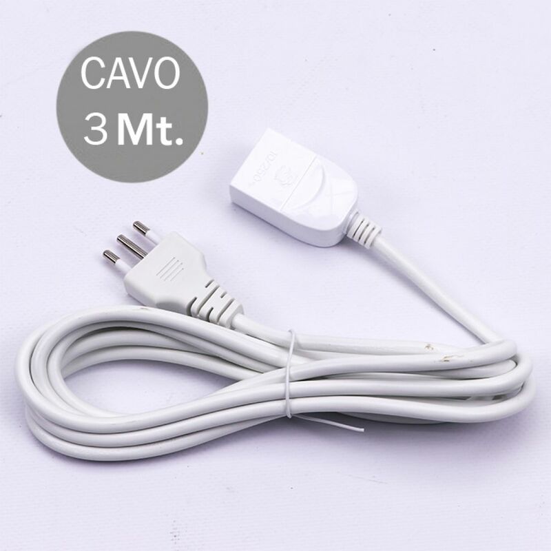 foto del prodotto v tac prolunga 3 metri con spina 10a e presa 10a colore bianco