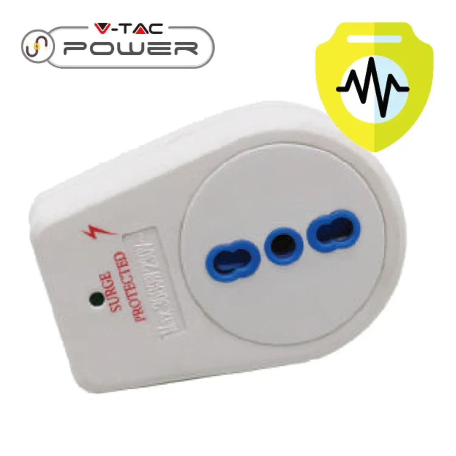 foto del prodotto v-tac protezione sovratensioni elettriche spina italiana fulmini 220-240 volt bianco