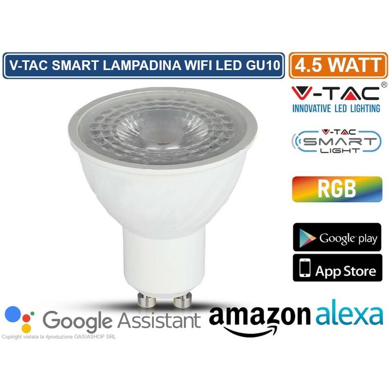 foto del prodotto v tac smart vt 5174 lampadina led wi fi gu10 4,5w faretto spotlight 110 changing color 3in1 dimmerabile sku 2750