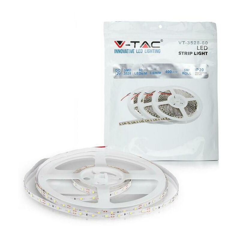 foto del prodotto v-tac - striscia led 3528 monocolore 300 led blu rossa calda fredda naturale bobina da 5 metri ip20 - colore luce: rosso