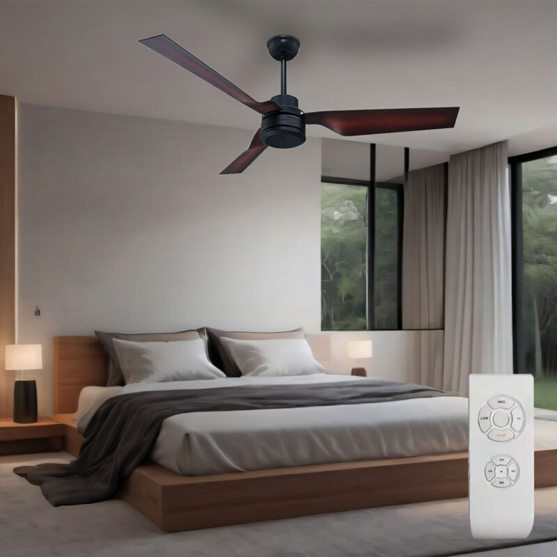 foto del prodotto v tac ventilatore da soffitto con telecomando per ventilatore da soggiorno, marrone nero, modalit estate inverno, timer a 3 velocit , 132 cm