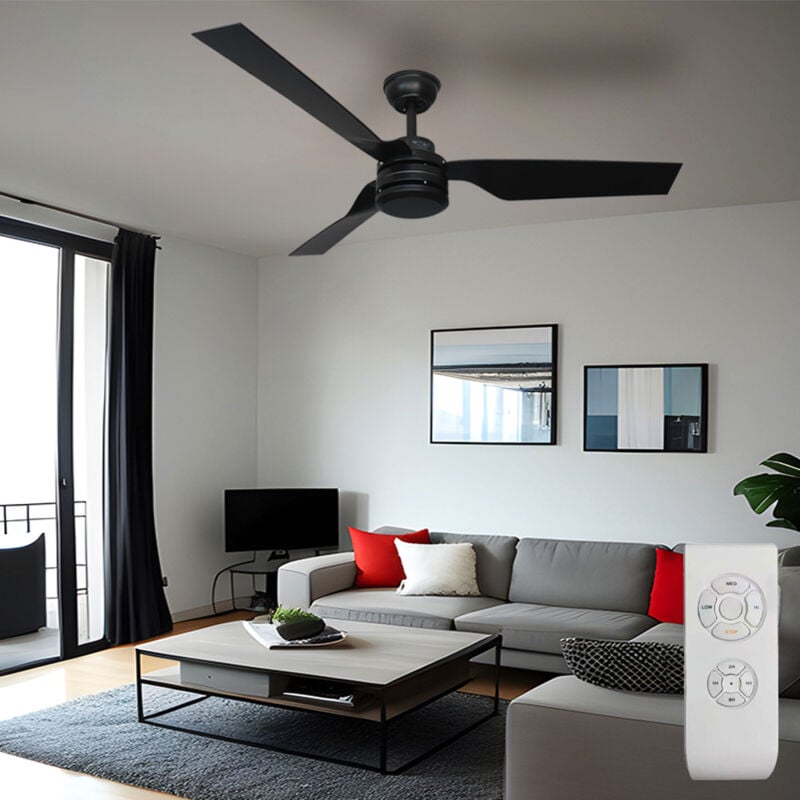 foto del prodotto v tac ventilatore raffrescatore da soffitto con telecomando ventilatore da soggiorno nero, modalit estate inverno timer a 3 velocit , p 132 cm