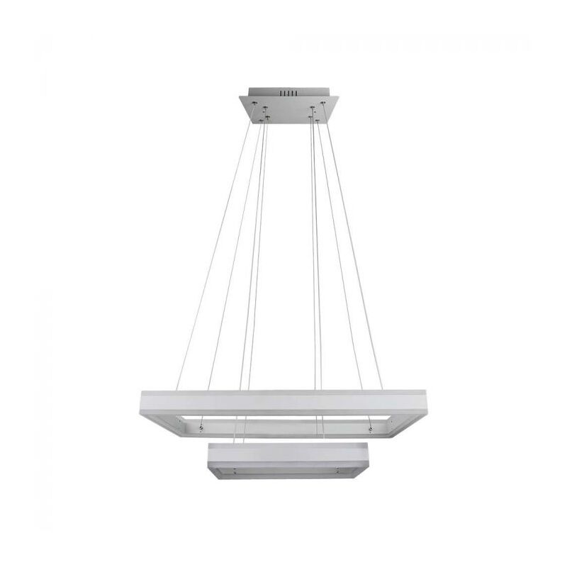 foto del prodotto v tac vt 101 2d lampadario led a sospensione a 2 rettangoli sospesi 113w in metallo colore bianco luce 3000k triac dimmerabile 213986