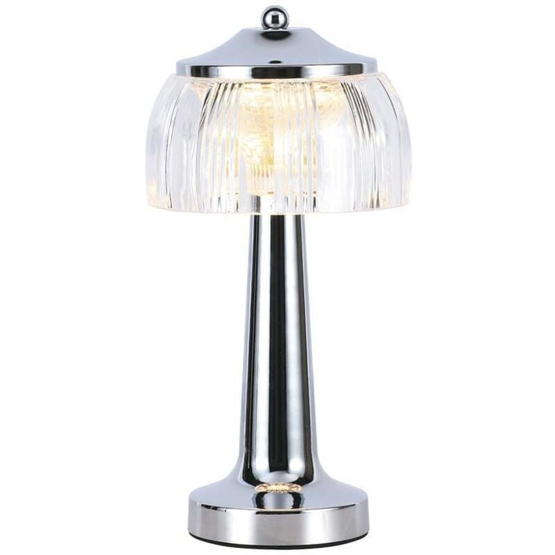 foto del prodotto v tac vt 1048 lampada led da tavolo 1w cct 3in1 colore cromo ricaricabile con usb c touch dimmerabile 26 cm 7939
