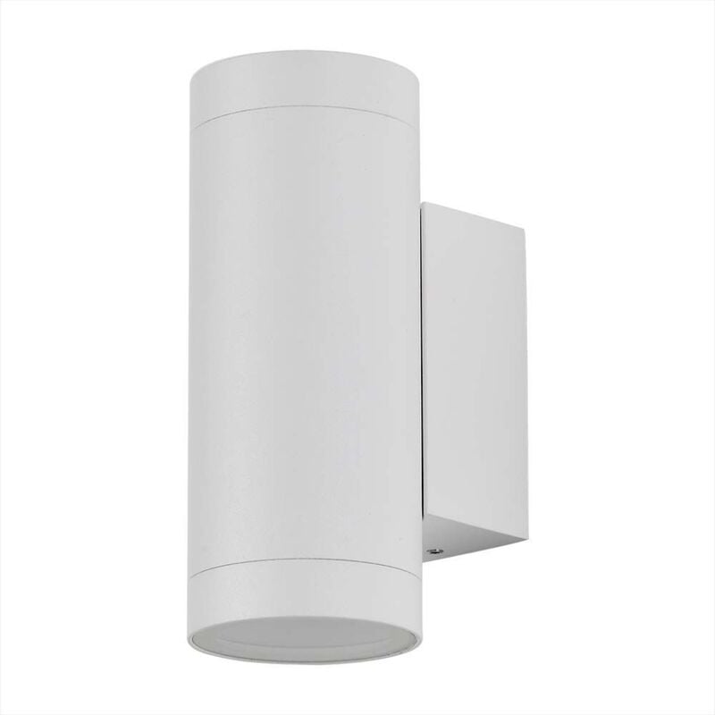 foto del prodotto v tac vt 11015 faretto led da parete portafaretto rotondo in alluminio 2x gu10 portalampada colore bianco opaco ip54 sku 2970