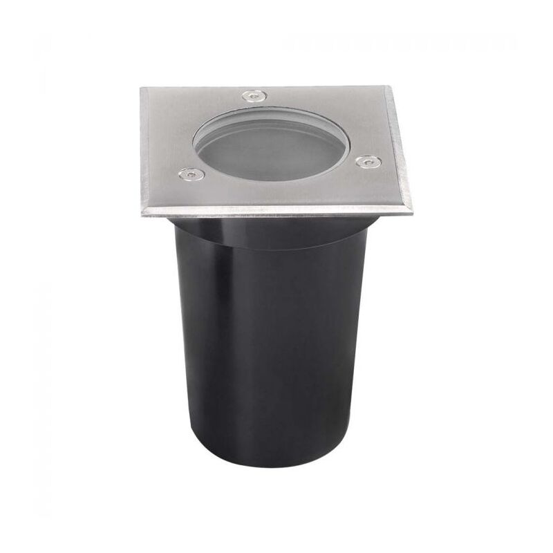 foto del prodotto v tac vt 1127 lampada segnapasso quadrata ad incasso portalampada interrata segnapassi calpestabile colore nero e acciaio gu10 ip67 sku 10375