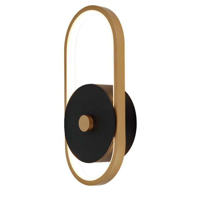foto del prodotto v tac vt 1191 lampada da parete design moderno 15w colore nero ed ottone antico 33x15cm luce 4000k ip54 10563