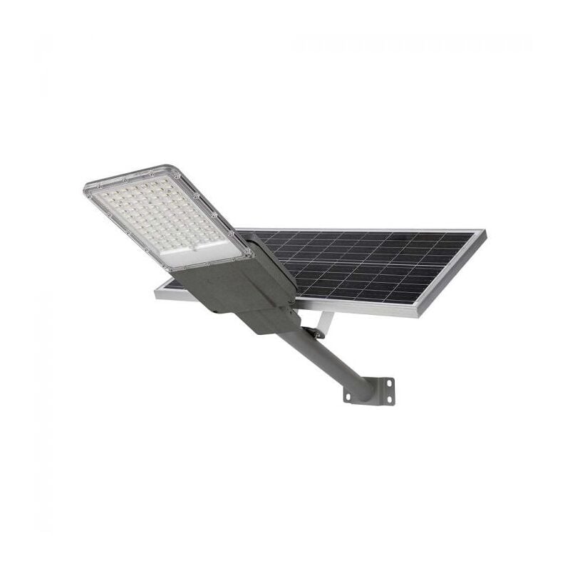 foto del prodotto v tac vt 15300st armatura stradale pannello solare 70w e batteria chip bridgelux smd luce 4000k grigio ip65 10228