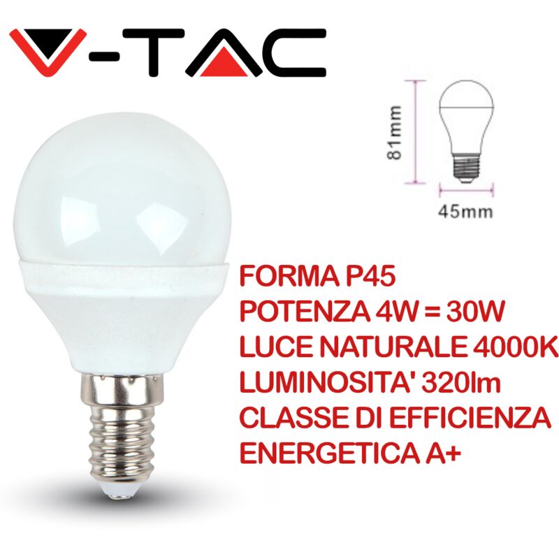 foto del prodotto v tac vt 1819 lampadina led e14 4w p45 bianco naturale 4000k