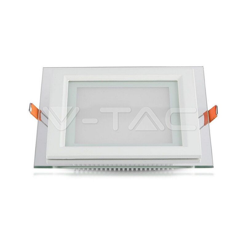 foto del prodotto v tac vt 1881g 4746 pannello led quadrato in vetro 18w montaggio ad incasso bianco freddo 6000k