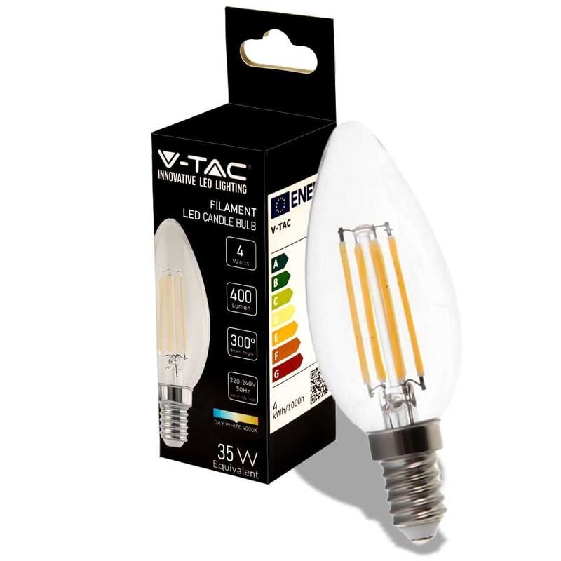 foto del prodotto v-tac vt-1986 lampadina led candela filamento 4w lampada e14 luce bianco naturale 4000k - 214413