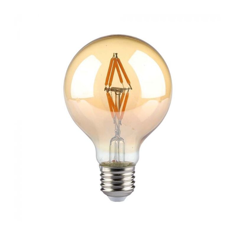 foto del prodotto v tac vt 2004 lampadina led e27 4w filamento g80 globo effetto vintage ambrato luce 2200k 217148