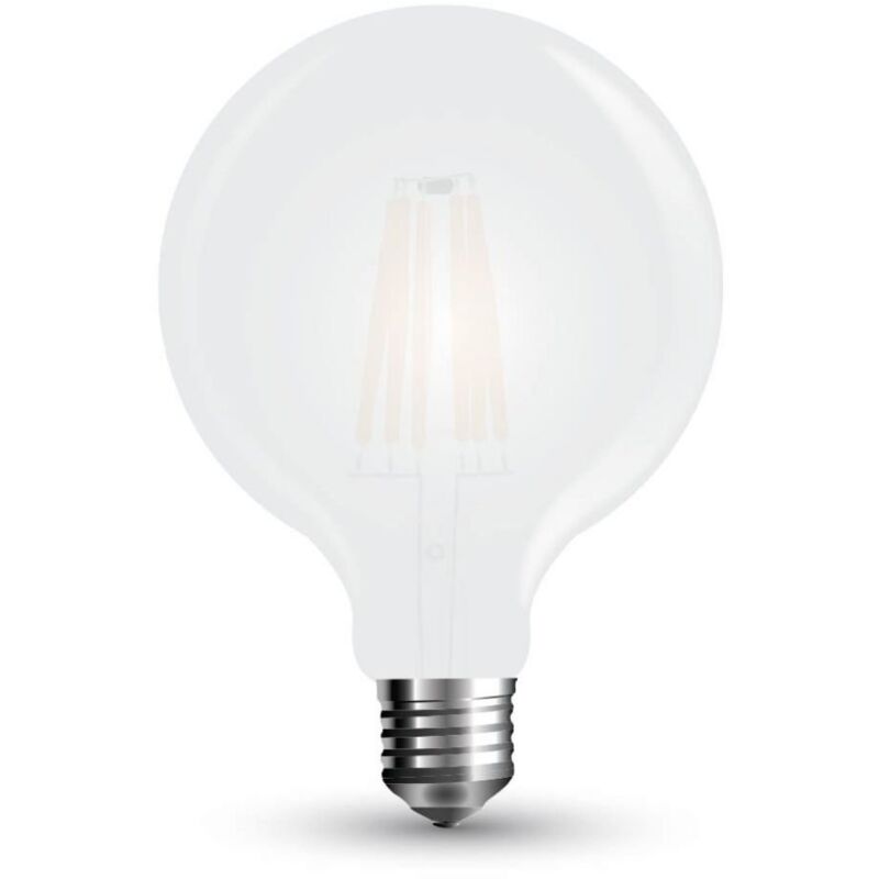 foto del prodotto v tac vt 2067 lampadina led e27 7w g125 filamento satinato bianco freddo 6400k