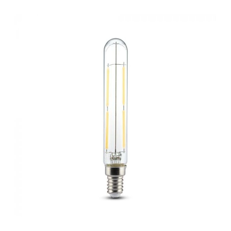 foto del prodotto v tac vt 2204 lampadina tubolare led 4w e14 t20 filamento effetto vintage in vetro trasparente luce 3000k 212701