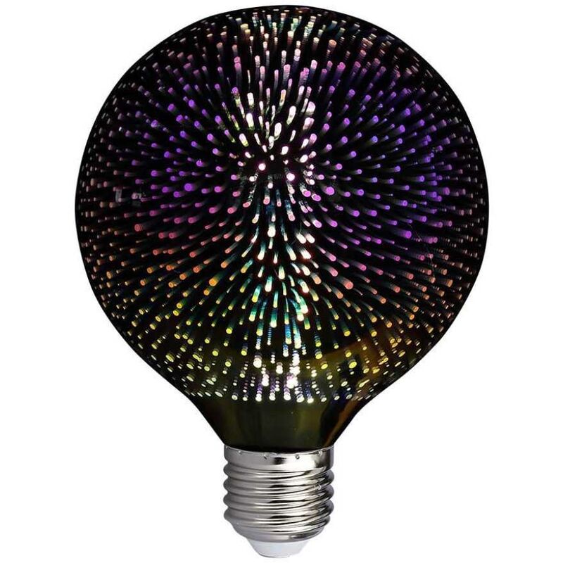 foto del prodotto v tac vt 2223 lampadina effetto 3d globo led 4w e27 g125 a filamento bianco caldo 3000k in vetro cromato sku 212706