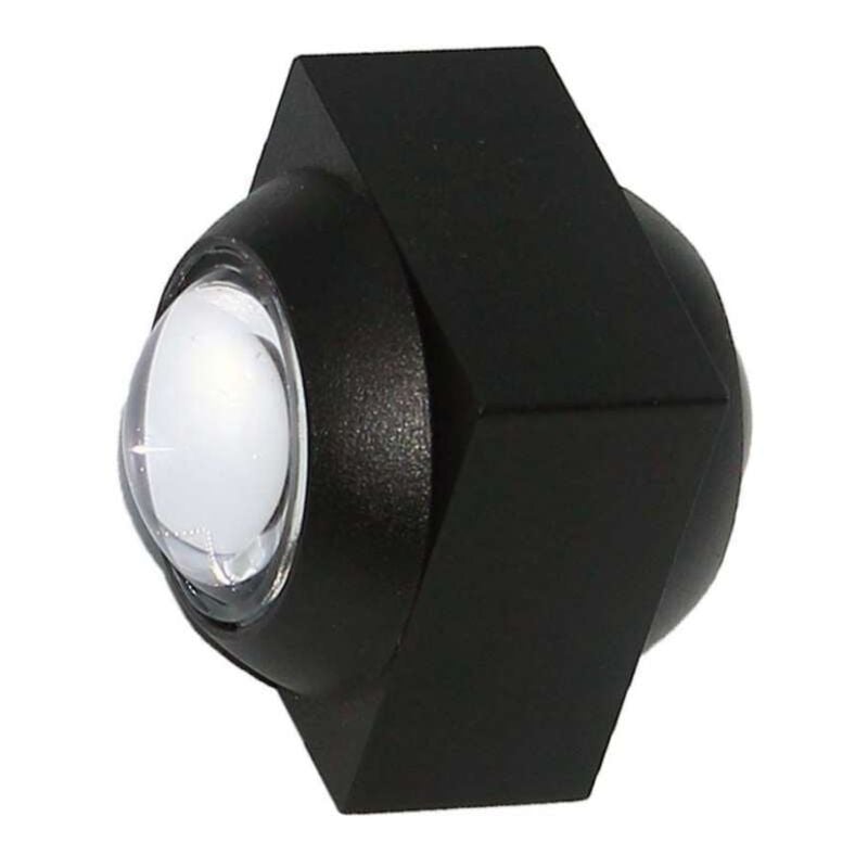 foto del prodotto v tac vt 2503 lampada applique led 2w da parete quadrata doppio fascio luminoso 4000k colore nero ip54 sku 23030