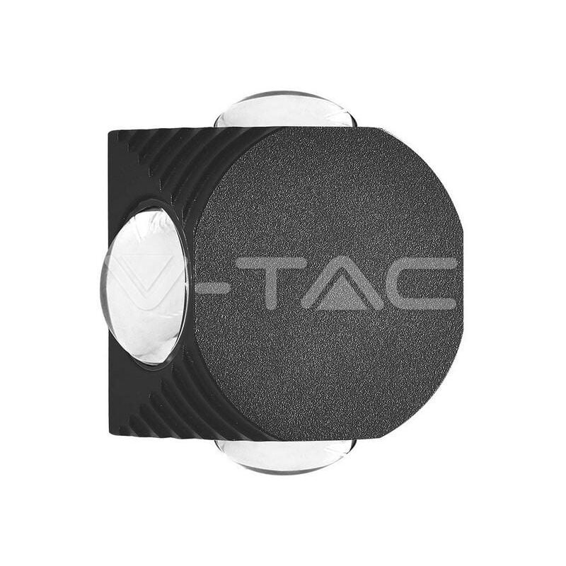 foto del prodotto v tac vt 2544 lampada da parete led 4w rotonda con 4 fasci luminosi applique da muro 3000k colore nero ip54 sku 10588