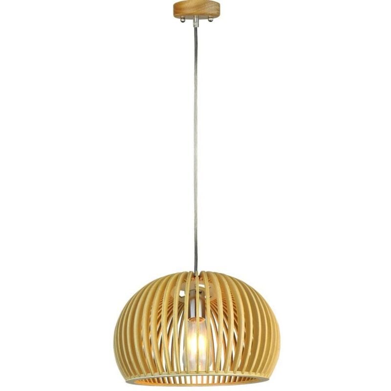 foto del prodotto v tac vt 3200 lampadario led portalampada e27 pendente finitura in legno orientale rotondo 330220mm 40531
