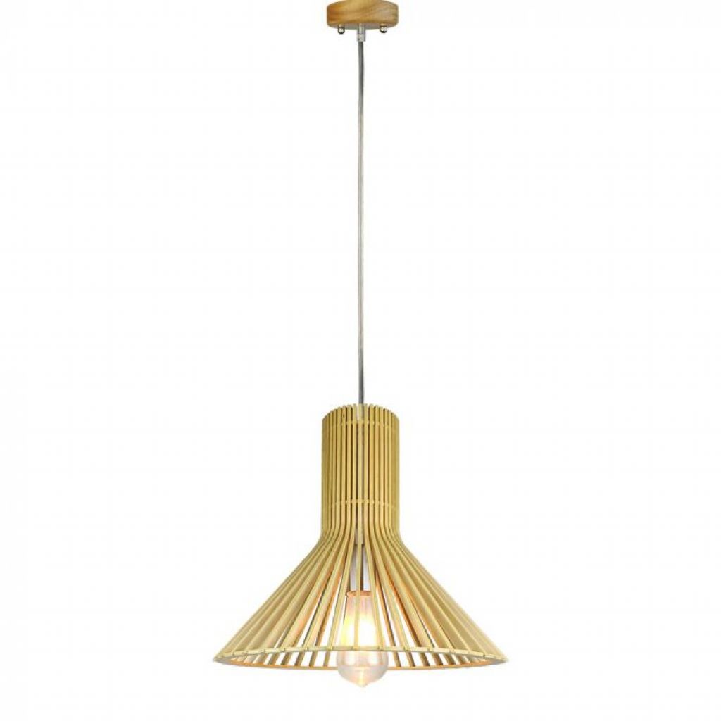 foto del prodotto v tac vt 3350 lampadario portalampada 1mt e27 in vero legno 350mm con cavo in gomma sku 40511