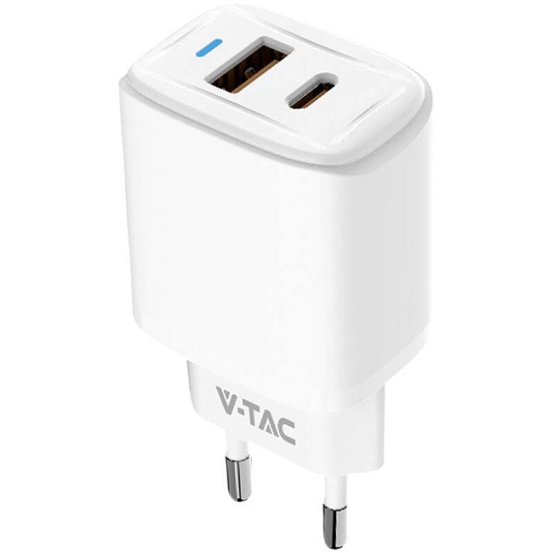 foto del prodotto v tac vt 3530 caricabatterie adattatore da viaggio usb 20w 1 pd 1 qc bianco 23580