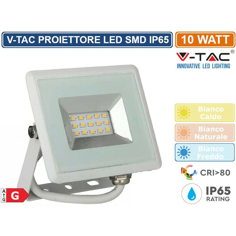 foto del prodotto v tac vt 4011 e series faro led smd 10w ultra sottile da esterno colore bianco sku 5943 5944 5945 colore luce bianco freddo