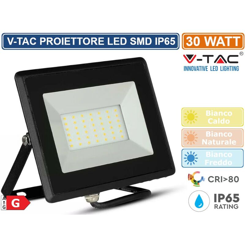 foto del prodotto v tac vt 4031 e series faro led smd 30w ultra sottile da esterno colore nero sku 5952 5953 5954 colore luce bianco caldo
