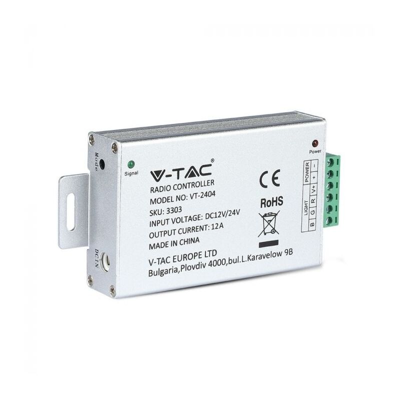 foto del prodotto v tac vt 4083 controller per striscia led dimmerabile con telecomando 4 tasti 12 24v max 144w 3303