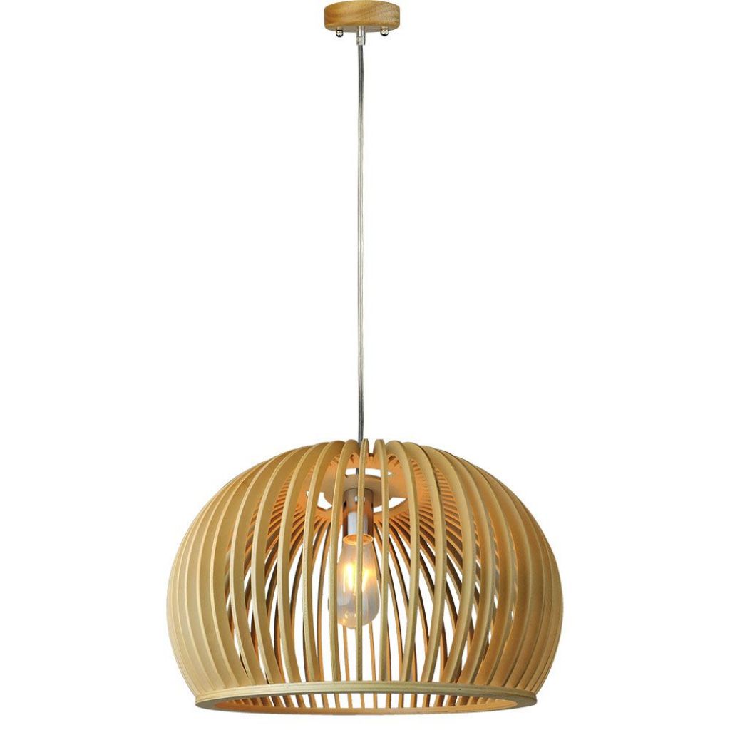 foto del prodotto v tac vt 4280 lampadario portalampada 1mt e27 in vero legno 440mm con cavo in gomma sku 40541