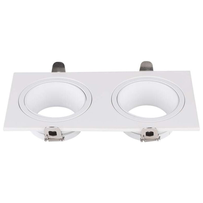 foto del prodotto v tac vt 439 portafaretto led doppio da incasso rettangolare 2gu10 in policarbonato e metallo colore bianco sku 10298