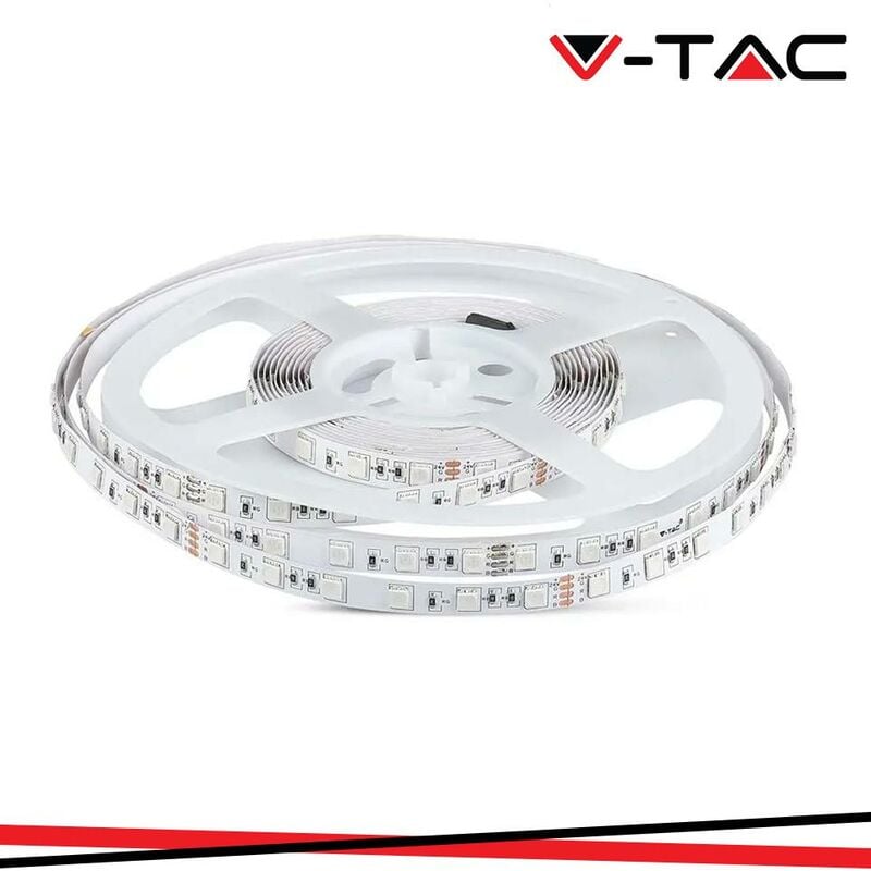 foto del prodotto v tac vt 5050 60 striscia led flessibile 50w smd monocolore 60 led metro 24v bobina da 5 metri bianco freddo