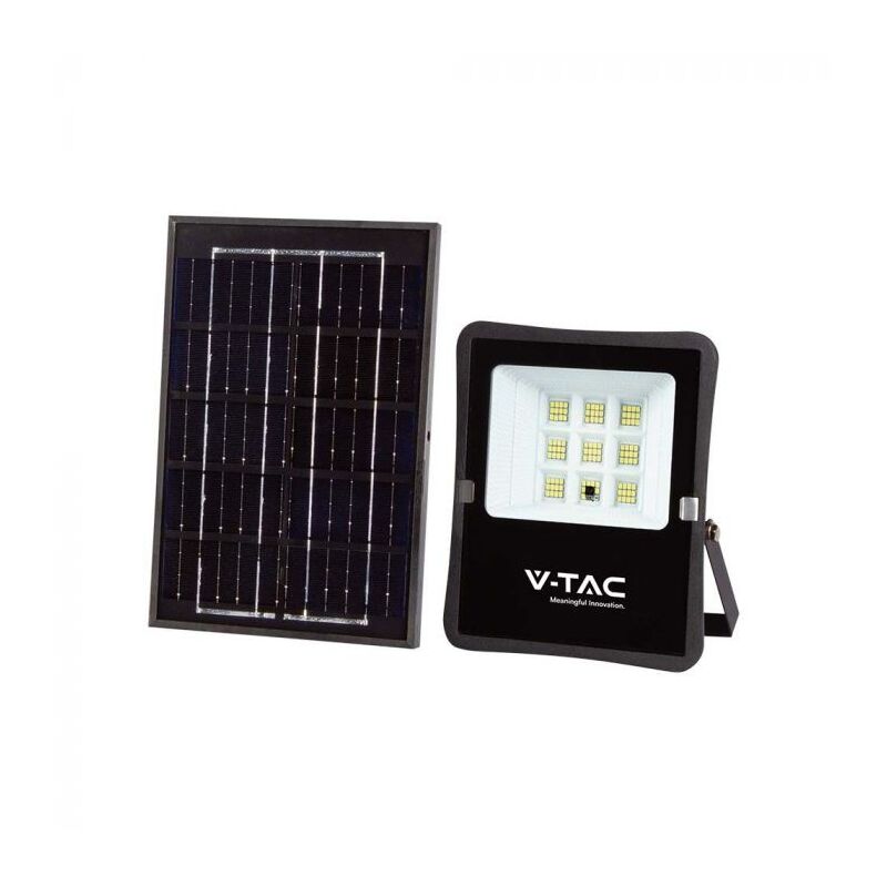 foto del prodotto v-tac vt-55050 faro led 400lm alimentato a pannello solare 6w fotovoltaico batteria con telecomando luce bianco naturale 4000k sku 6965