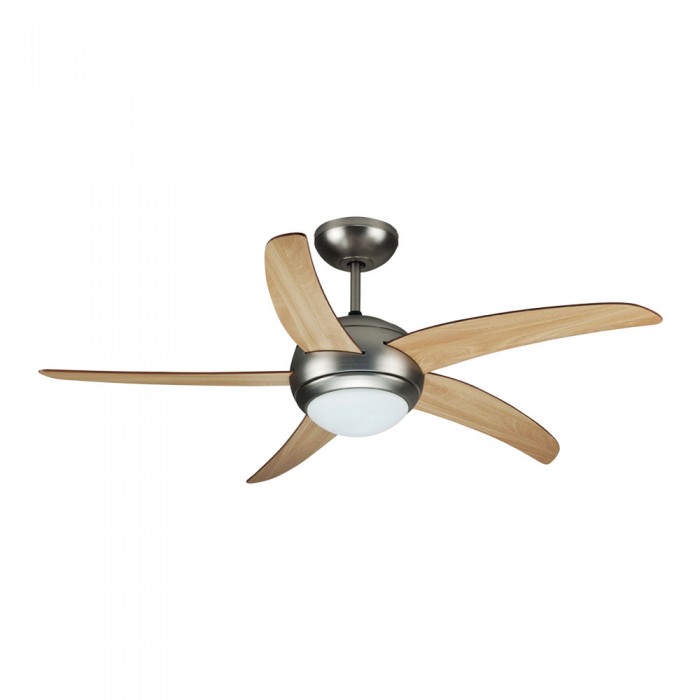 foto del prodotto v-tac vt-6053-5 ventilatore led da soffitto 2 e27 con motore a corrente alternata da 60w con telecomando 5 pale mdf chiare - sku 7916