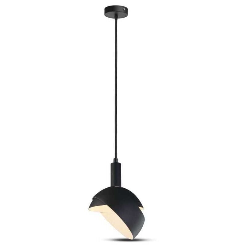 foto del prodotto v tac vt 7100 b lampadario led pendente moderno con paralume orientabile in alluminio 1mt e14 180mm colore nero sku 3921