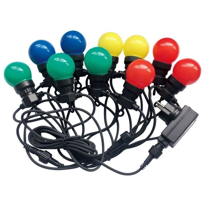 foto del prodotto v tac vt 71020 catenaria luminosa led rgb lampadine 20pcs 10m raccordabile con ingresso e uscita 2pin ip44 sku 7438