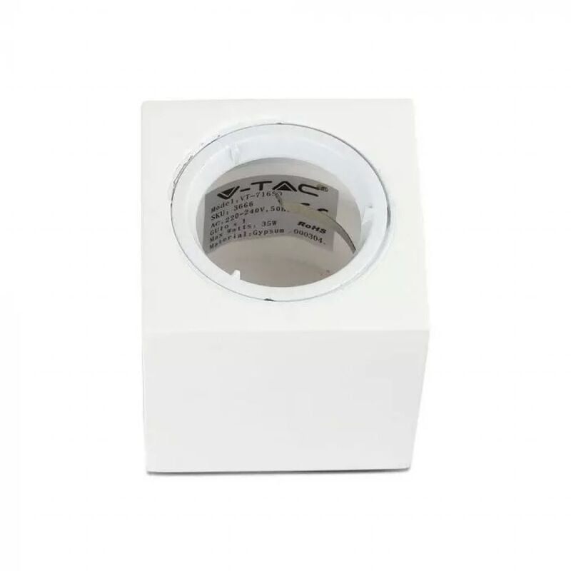 foto del prodotto v tac vt 716sq portafaretto led in gesso da soffitto montaggio plafone quadrato per lampade gu10 gu5.3 bianco sku 3666