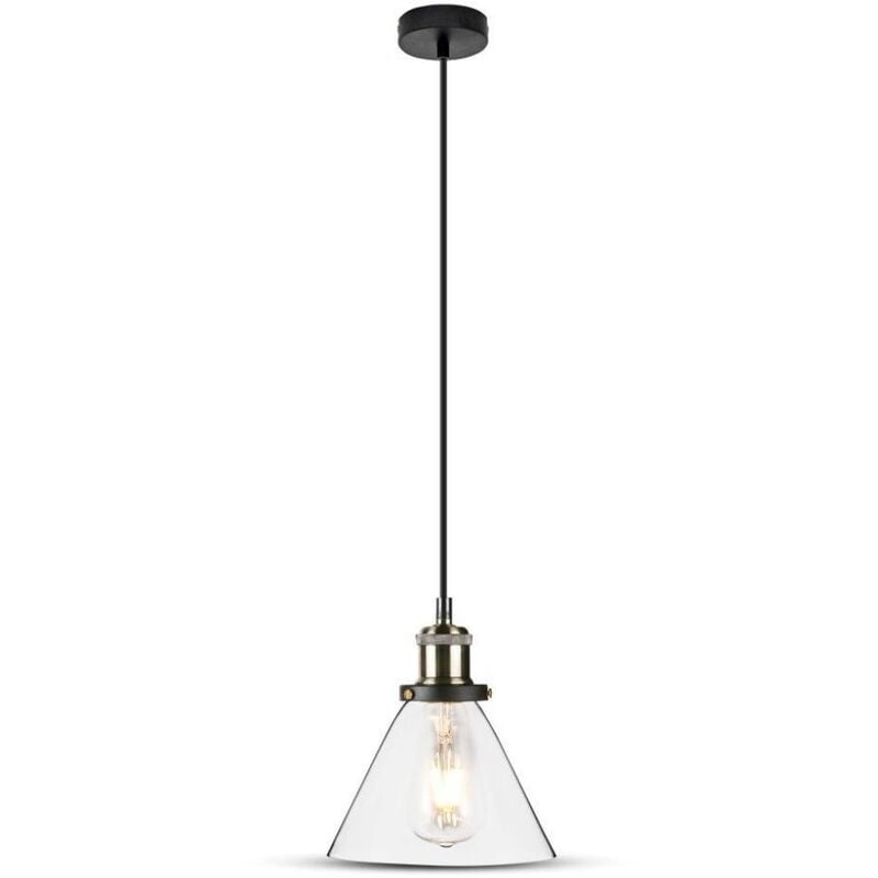 foto del prodotto v tac vt 7185 portalampada led lampadario pendente a campana in vetro trasparente e27 elegant stylish 180mm sku 3738