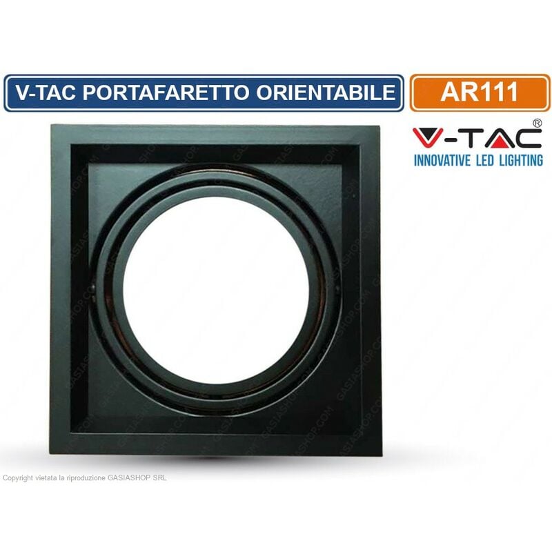 foto del prodotto v tac vt 7221 portafaretto orientabile da incasso per lampadine ar111 sku 3581