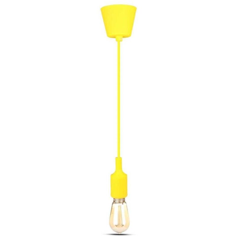 foto del prodotto v tac vt 7228 portalampada a sospensione decorativo pendente 1mt in silicone attacco e27 colore giallo sku 3485
