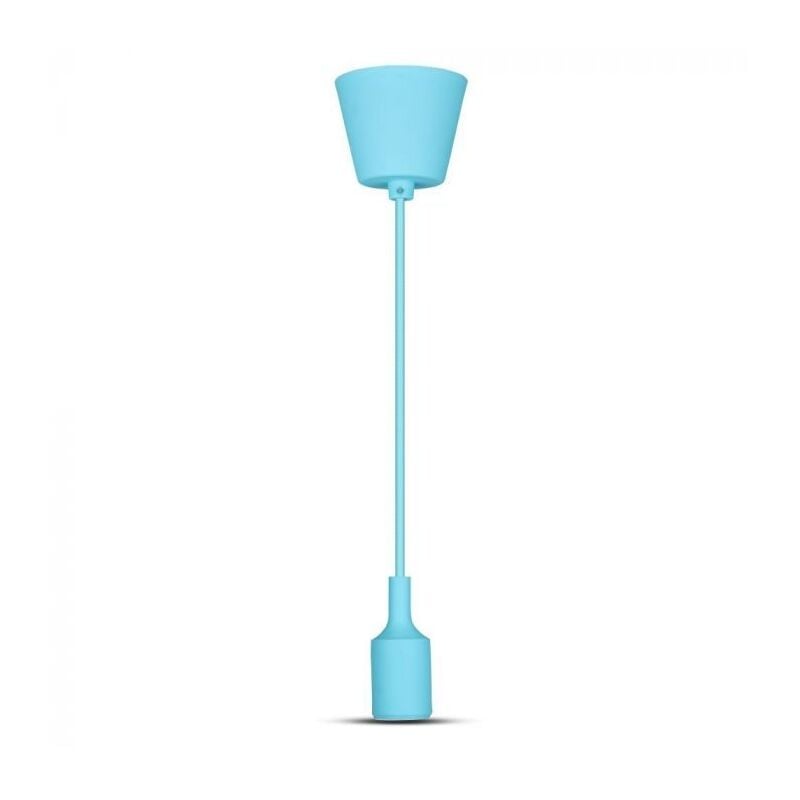 foto del prodotto v tac vt 7228 portalampada a sospensione e27 decorativo pendente 1mt in silicone colore azzurro 3482
