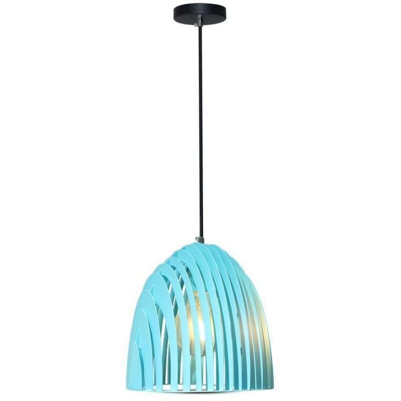 foto del prodotto v tac vt 7255 b lampadario a campana prismatica led in metallo portalampada e27 max 60w blu