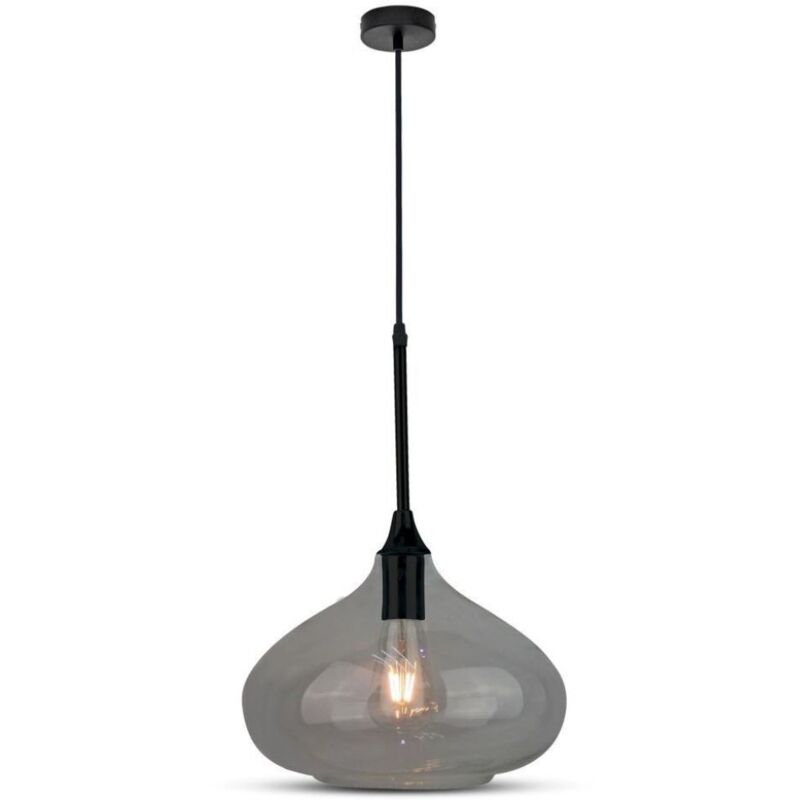 foto del prodotto v tac vt 7281 lampadario led a goccia in vetro 1mt 285mm finitura lucida nero con portalampada e27