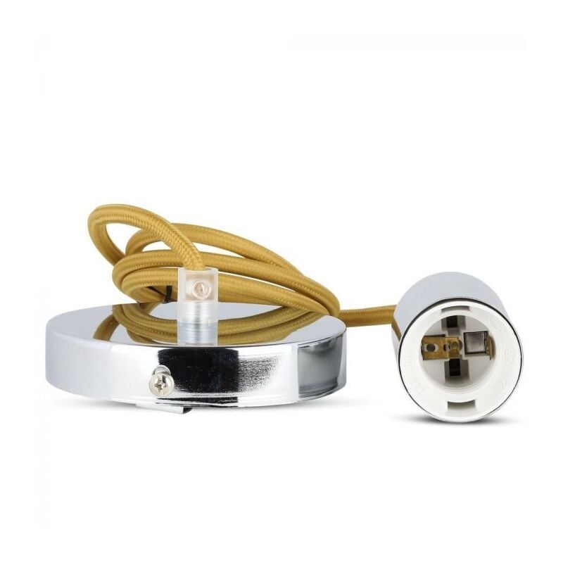 foto del prodotto v tac vt 7338 lampadario a sospensione 1mt e27 in metallo con cavo colorato beige 39mm ip20 sku 3794