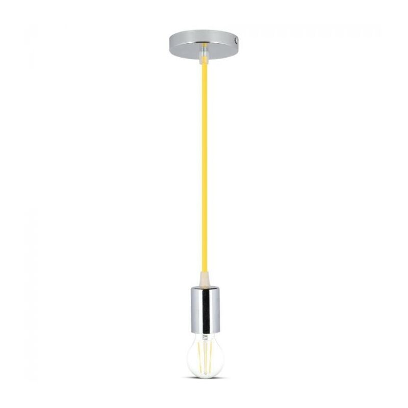 foto del prodotto v tac vt 7338 lampadario a sospensione 1mt e27 in metallo con cavo colorato giallo 39mm ip20 sku 3793