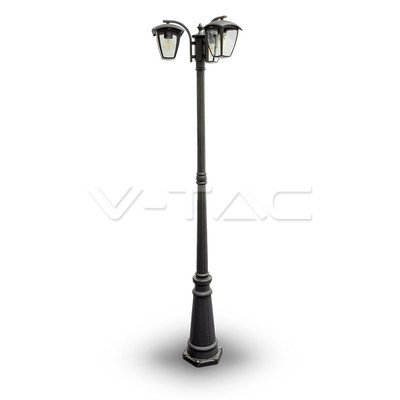 foto del prodotto v-tac vt-740 lampione led con portalampada e27 (max 3*60w) colore nero h 199cm ip44 - sku 7063