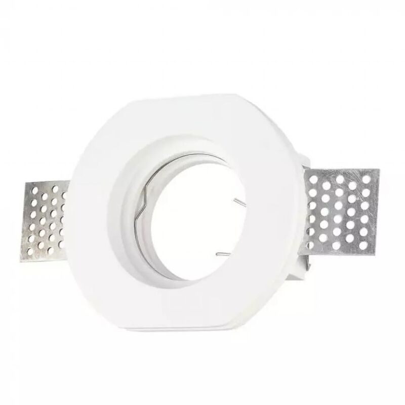 foto del prodotto v tac vt 764 portafaretto led in gesso a scomparsa incasso faretto rotondo gu10 gu5.3 100mm corpo bianco sku 3650