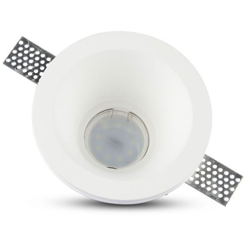 foto del prodotto v tac vt 773 portafaretto incasso scomparsa tondo in gesso led gu10 e gu5.3 132mm sku 3654