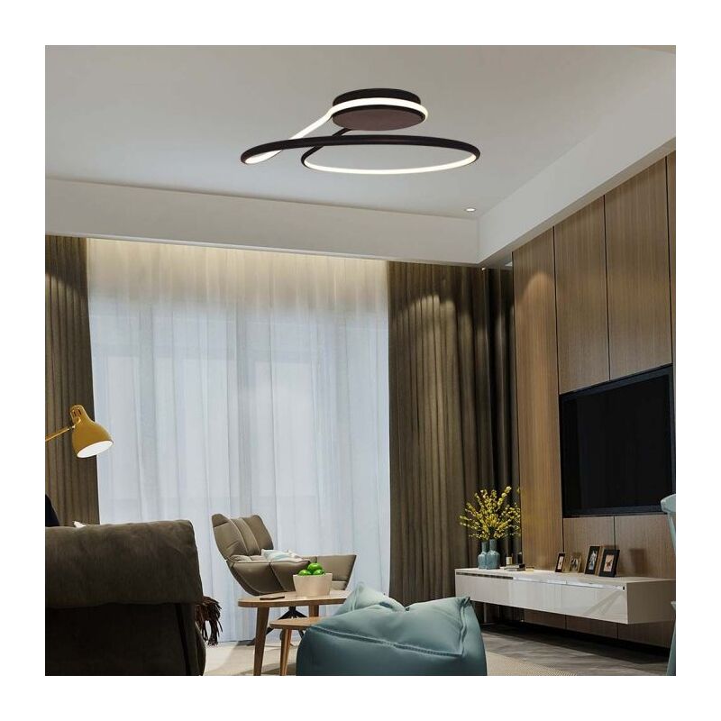 foto del prodotto v tac vt 7762 lampadario led forma astratta rotondo circolare 54w in alluminio triac dimmerabile colore nero luce 4000k 530mm 6923