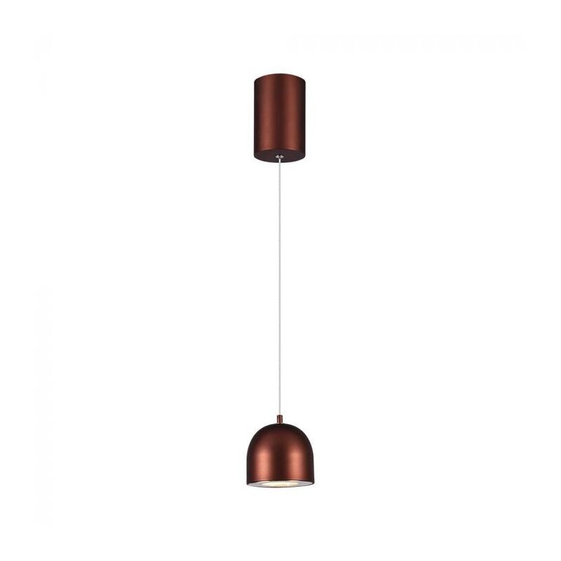 foto del prodotto v tac vt 7794 lampadario led 8.5w a sospensione forma cilindro bombato colore marrone rame 10cm regolabile 3000k 7997